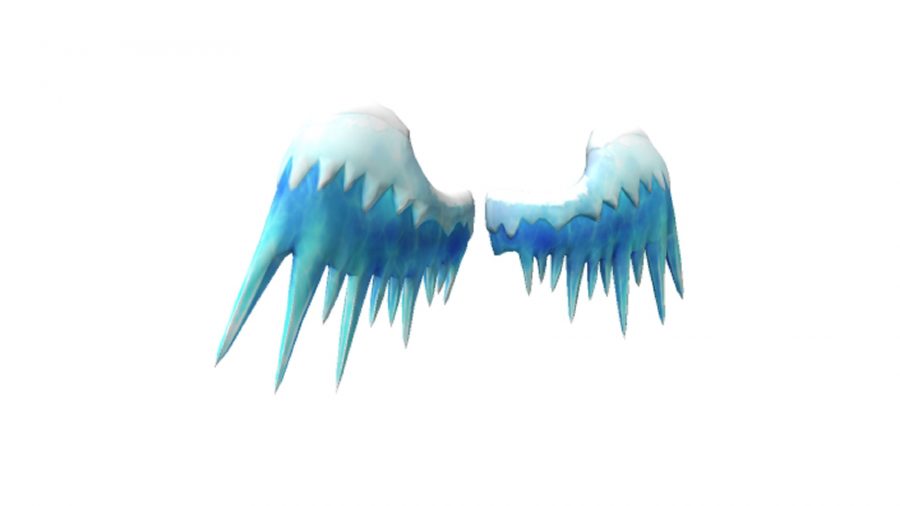 氷でできているように見える青い翼のペア