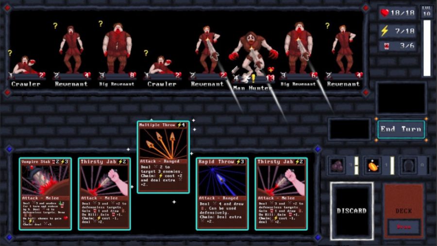 画面の下部にカードが付いた赤いスーツのキャラクターの配列