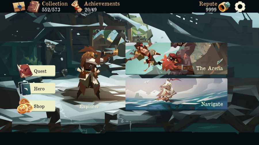 海賊とさまざまなプレイ可能なモードを示すメニュー画面