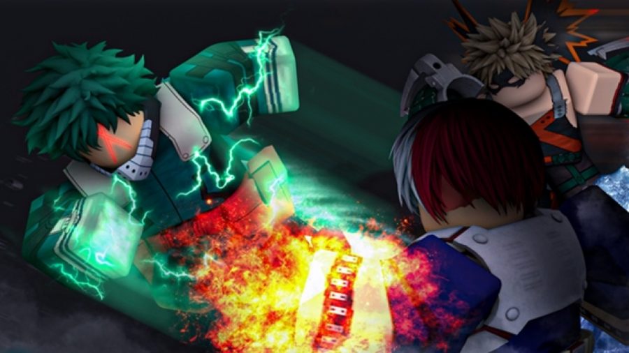 稲妻の手を持つ緑髪のキャラクターは、燃えるような拳で赤毛のキャラクターと戦う