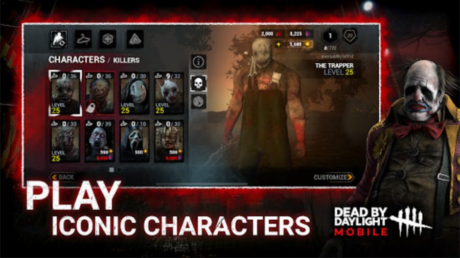 Dead byDaylightのキャラクター選択画面