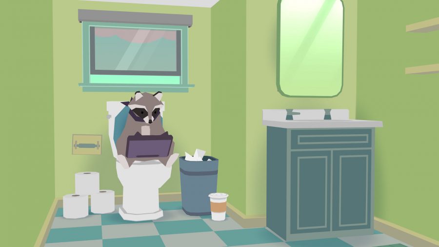 最高のiPadゲームドーナツ郡; アライグマがトイレに座っていた