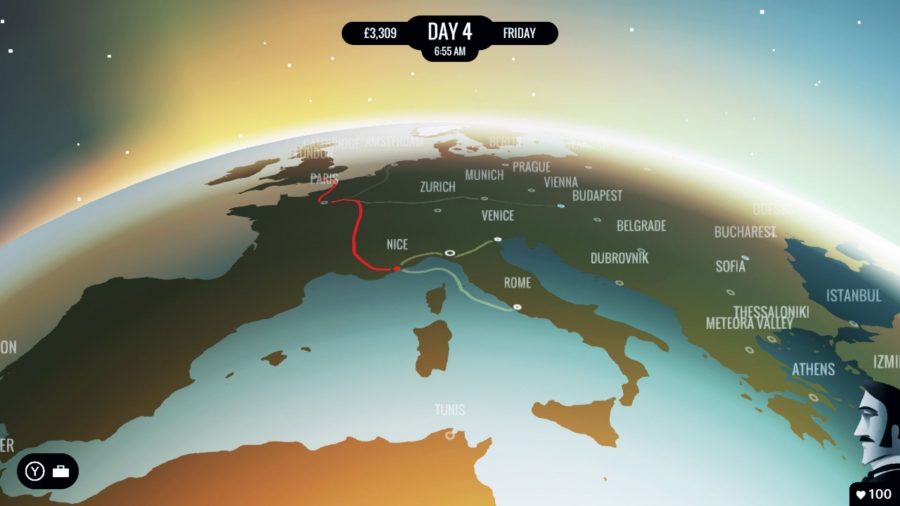 Civilizationのようなゲームのスクリーンショットで、主要都市間にさまざまなルートが点在する地球儀を示しています。