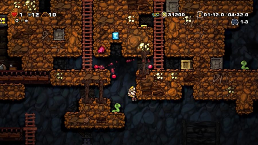 洞窟を横断するSpelunkyキャラクター