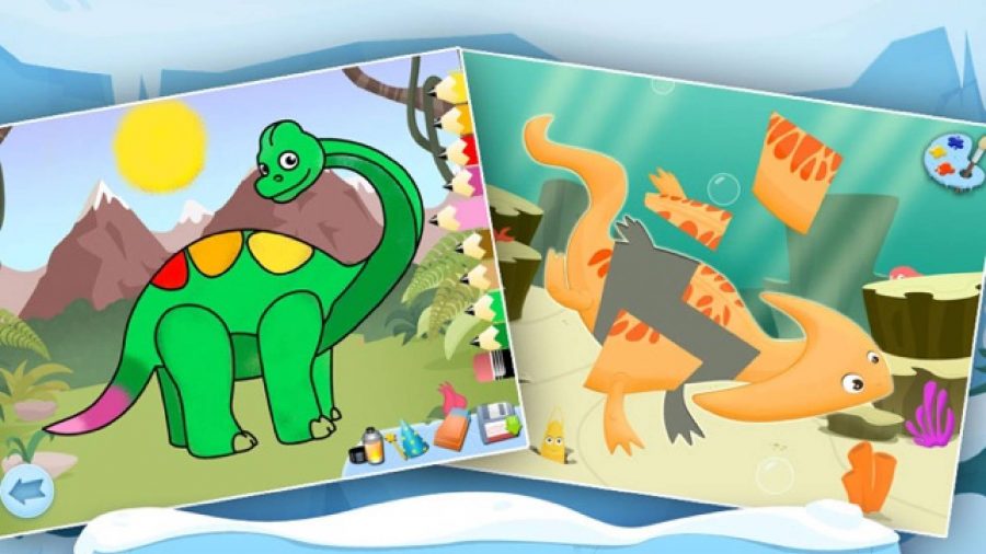 最高の恐竜ゲーム：恐竜はchildr5ensカラーパッドの一部として表示されます 