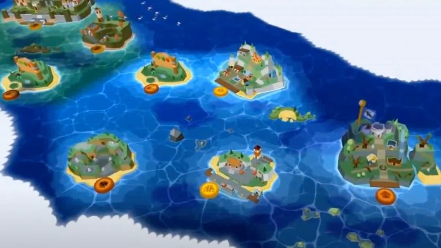 5つの異なる島が浮かぶ海