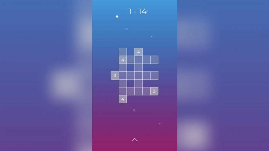 クールな数学ゲーム：モバイルタイトルのスクリーンショットは、青と紫のグラデーションに対して、さまざまな数字が表示されたゲームボードを示しています 