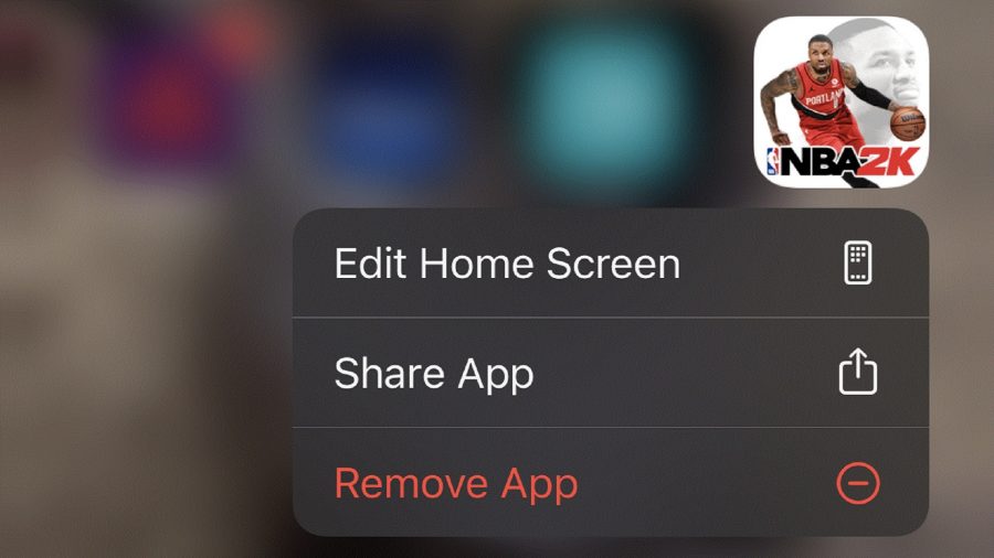iPhone のアプリ削除オプションのスクリーンショット