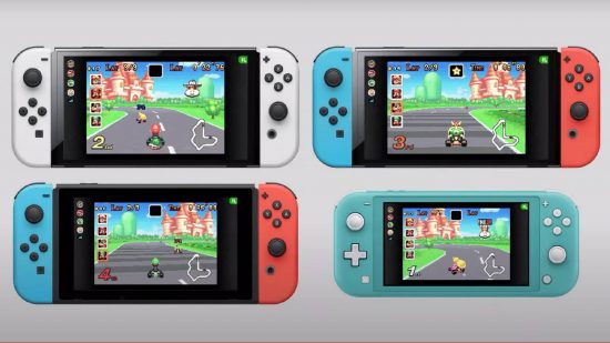 Nintendo Switch オンライン ゲームボーイ ゲーム: ゲームボーイ ゲームをプレイしている Nintendo Switch が表示されます