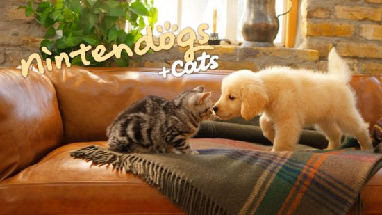 最高の 3DS ゲーム - 子犬と子猫が登場する Nintendogs and Cats の広告