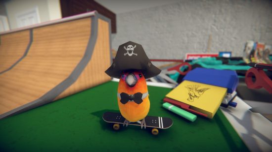 バード ゲーム スケートバード: スケートボードで海賊の帽子をかぶった鳥