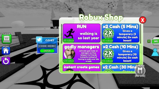 Roblox Games を作成して金持ちで有名にする コード ボックスとメニュー