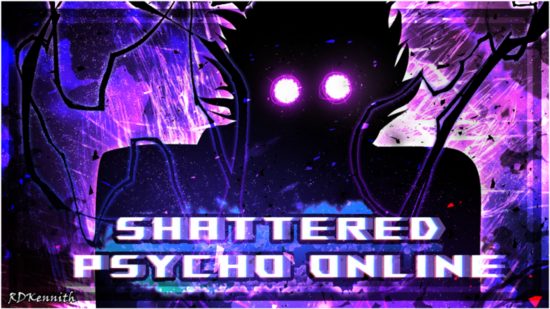 Shattered Psycho Online のコード - 紫色の目が光るシルエットのアニメ キャラクターを示すプロモーション画像