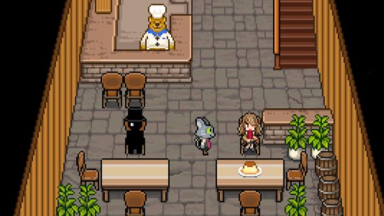 Bear games: Bear's Restaurant のレストランのインテリアを示すスクリーンショット。