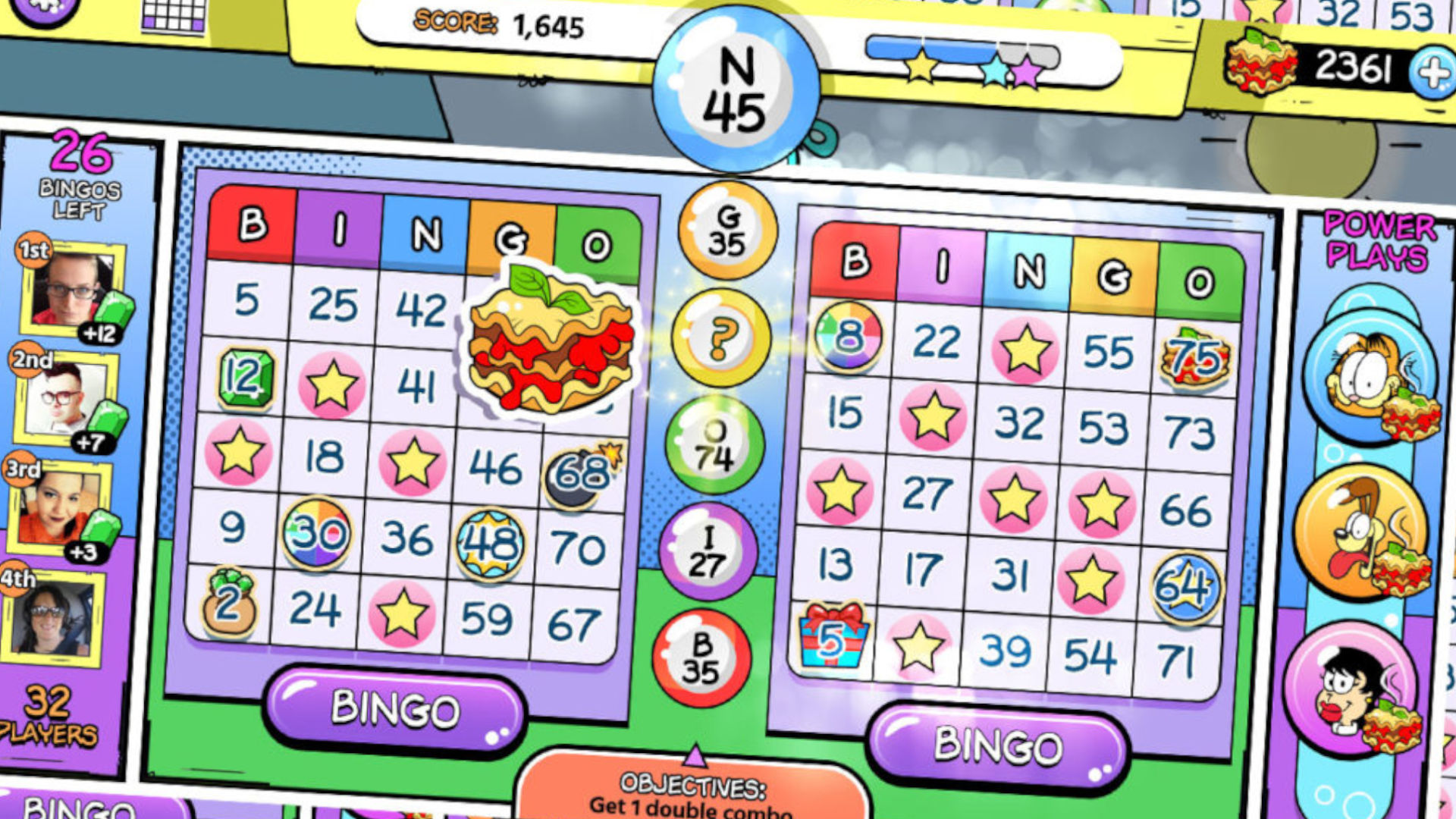 Garfield's bingo for Garfield ゲーム ガイドのビンゴ シートのスクリーンショット