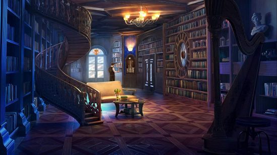 アイテム探しゲーム Mystery Investigations: 木製家具のある暗い図書館