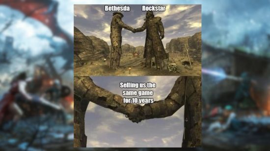 Skyrim と GTA V のミームで Bethesda と Rockstar を比較