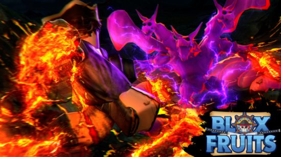 Roblox One Piece - 三つ頭のドラゴンが火に囲まれた男と戦う