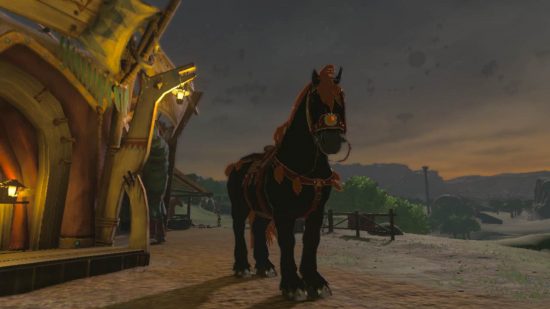 ゼルダの王国の涙 厩舎の外に立つガノンの馬