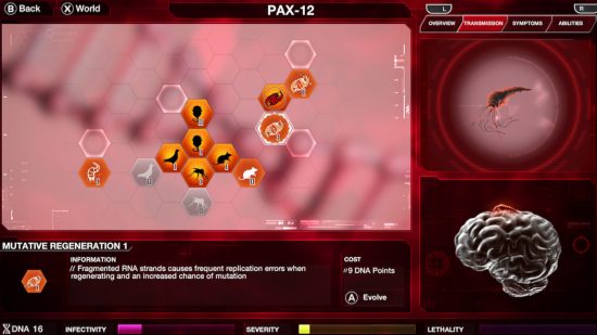科学ゲーム: ウイルスを作成するためのマトリックスを示す Plague Inc Evolved のスクリーンショット