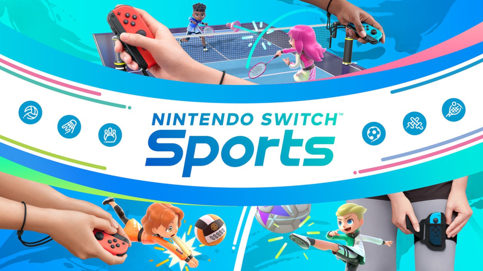 バレーボール ゲームがパッケージに含まれる Nintendo Switch Sports のカバー アート