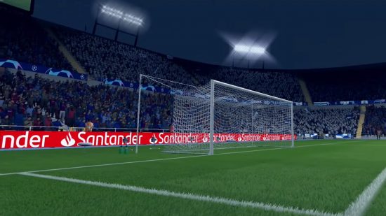 Switch FIFA 21 の悪いゲーム: サッカー スタジアムのスタンドに観客がいる芝生のピッチ