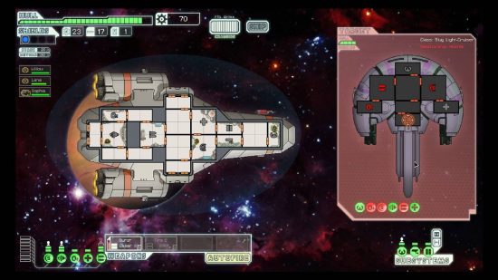 Starfield のようなゲーム: 宇宙船を上から見下ろしたビューで表示