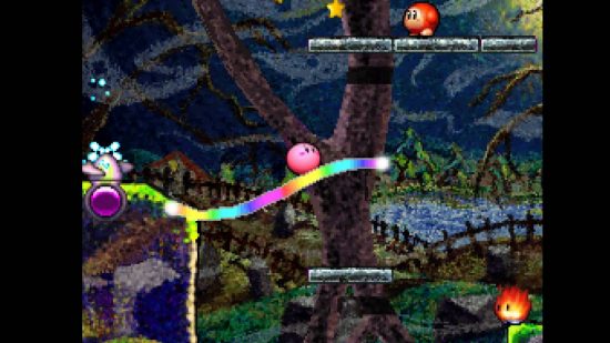 ベスト DS ゲーム: スクリーンショットは、ニンテンドー DS ゲーム「カービィ キャンバス カース」を示しています。