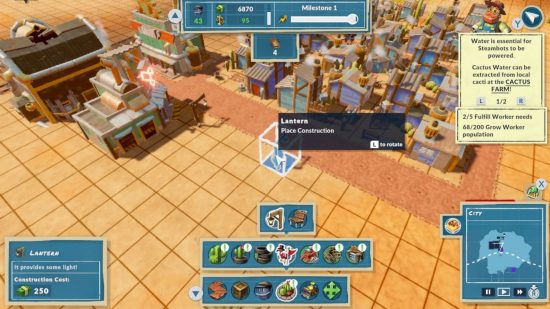 SteamWorld Build レビュー - ランタンが配置されているゲーム内の装飾メニュー