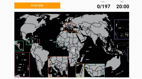 Sporcle geography: クイズの図は、Erase The World というクイズを示しています 