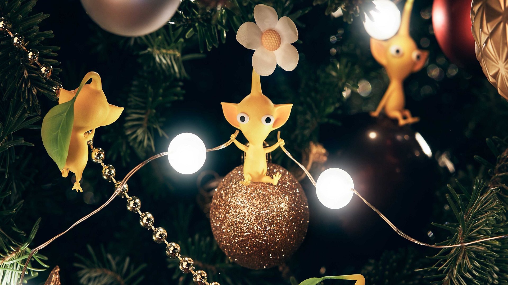 クリスマス ゲーム - クリスマス ライトを保持している黄色のピクミン