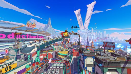 最高の Steam Deck ゲーム - Hi Fi Rush: 活気に満ちた街を眺めながら空中でチャイ 