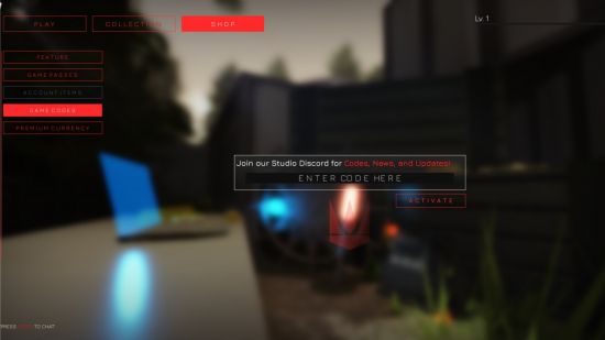 ゲーム内のプロジェクト ゴッドスレイヤーズ コード引き換え画面